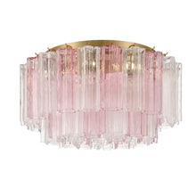 Load image into Gallery viewer, Odelle Collection - Flush Mount Chandelier - Pink & Satin Brass - W:56cm