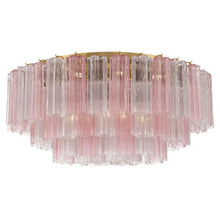 Load image into Gallery viewer, Odelle Collection - Flush Mount Chandelier - Pink & Satin Brass - W:80cm