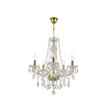 Load image into Gallery viewer, Bohemian Elegance 5 Arm Crystal Chandelier - GOLD
