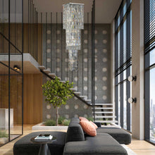 Load image into Gallery viewer, Modena Entrance Crystal Pendant Light - 3 Tier Square - W:40cm H:160cm