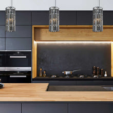 Load image into Gallery viewer, Modular Cylinder Crystal Pendant - Round - Height 37cm - Smoke Crystal