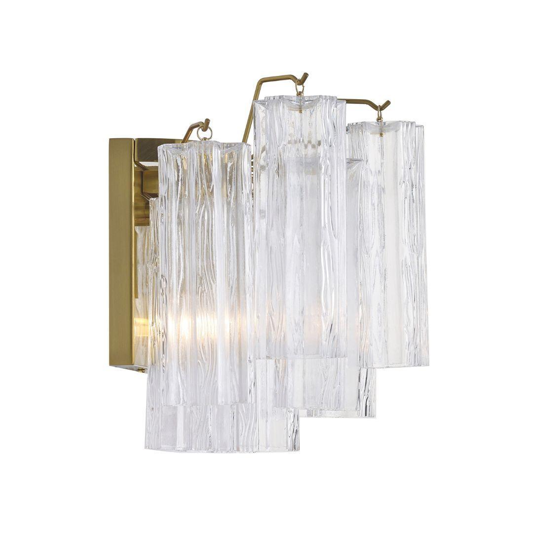 Odelle Collection - Wall Sconce Light - Clear & Satin Brass - W:36cm