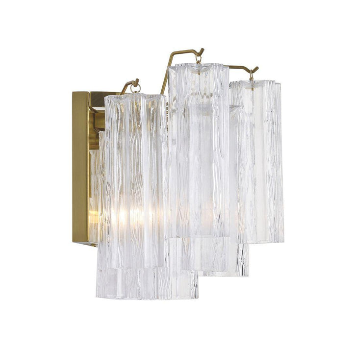Odelle Collection - Wall Sconce Light - Clear & Satin Brass - W:36cm