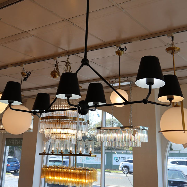 Keenan Collection - 6 Light - Chandelier - Matte Black Frame - L:117cm