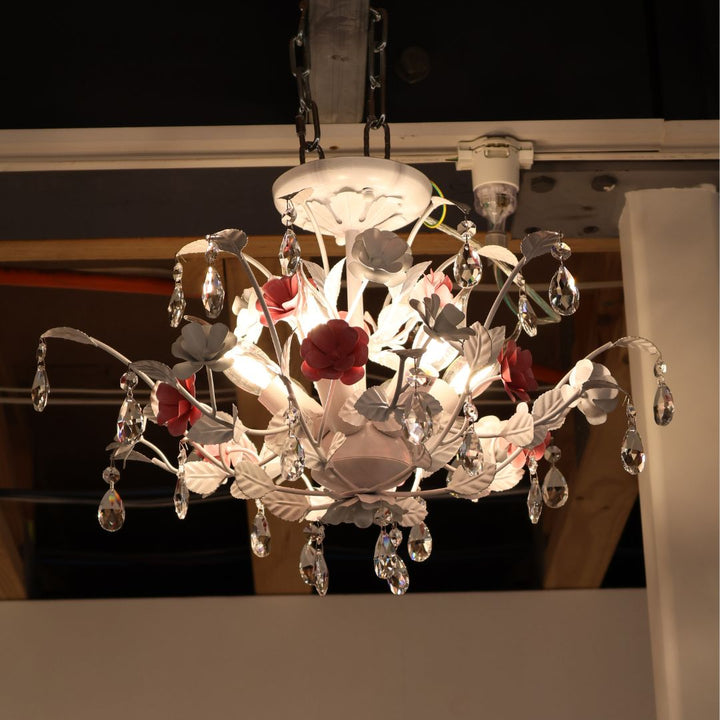 Southport Collection - White & Pink Flowered Flush Mount