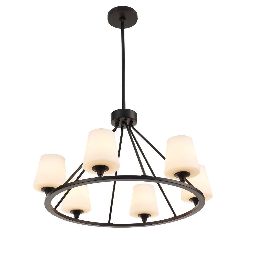 Huntington Collection - 6 Light - Ring Chandelier - Matte Black Frame