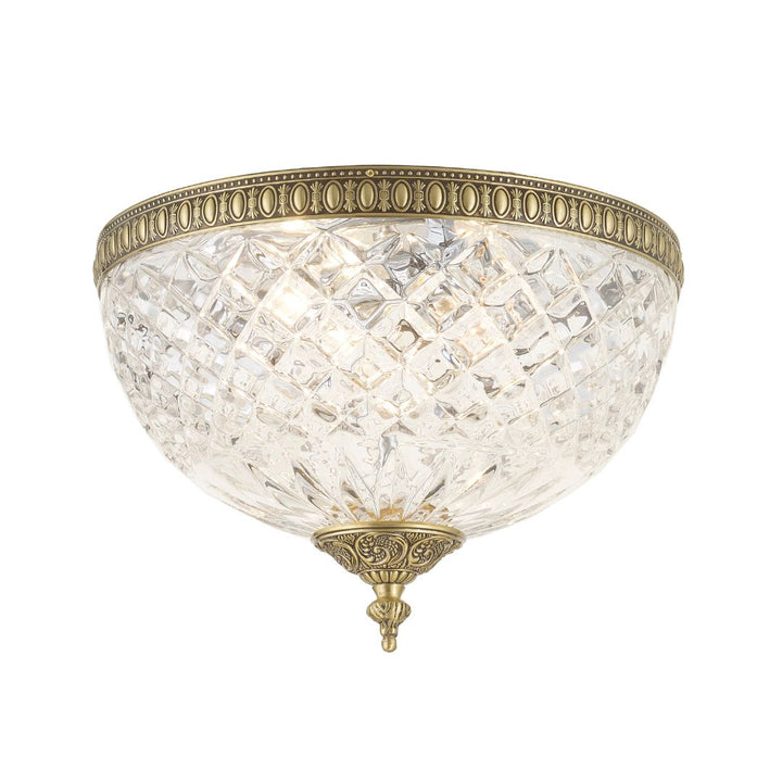 Devon Collection - Clear Glass Flush Mount - Old Brass - W:30cm