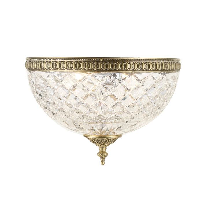 Devon Collection - Clear Glass Flush Mount - Old Brass - W:30cm