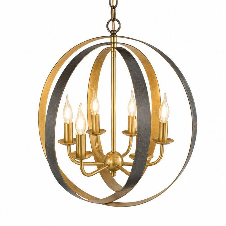Carson Collection - 6 Lights Chandelier - English Bronze & Gold