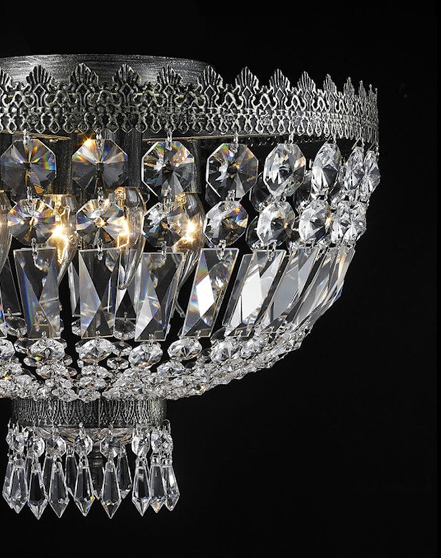 Royal French Basket Flush Mount Chandelier - Antique Silver - W:40cm