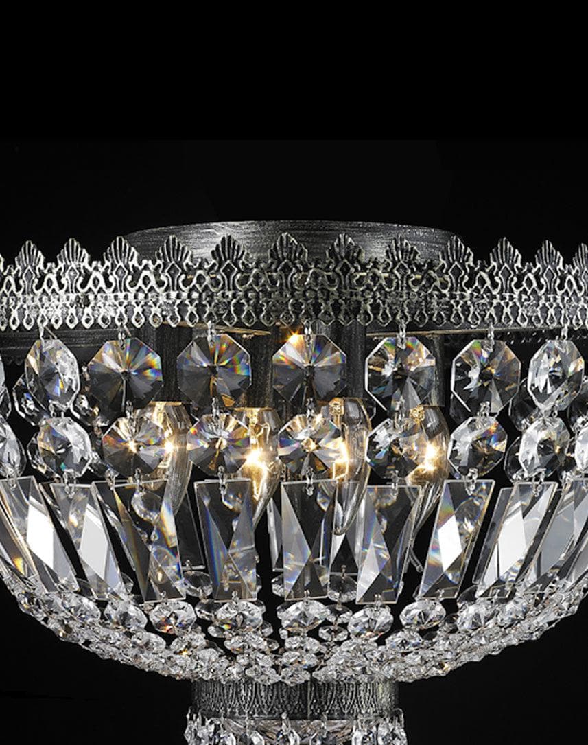 Royal French Basket Flush Mount Chandelier - Antique Silver - W:40cm