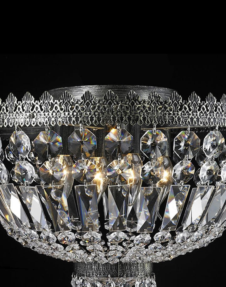 Royal French Basket Flush Mount Chandelier - Antique Silver - W:40cm