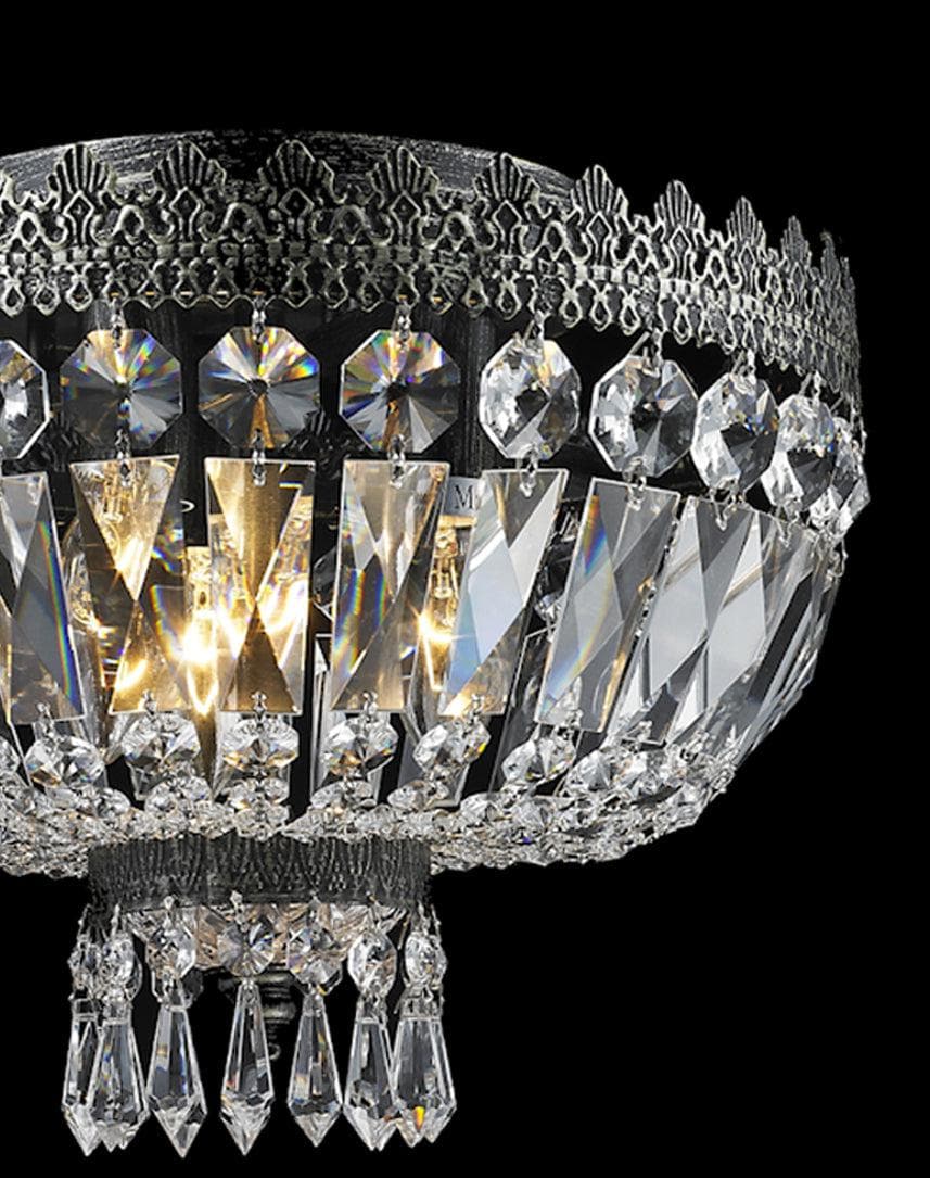Royal French Basket Chandelier - Flush Mount - Antique Silver - W:30cm