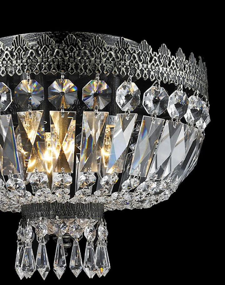 Royal French Basket Chandelier - Flush Mount - Antique Silver - W:30cm