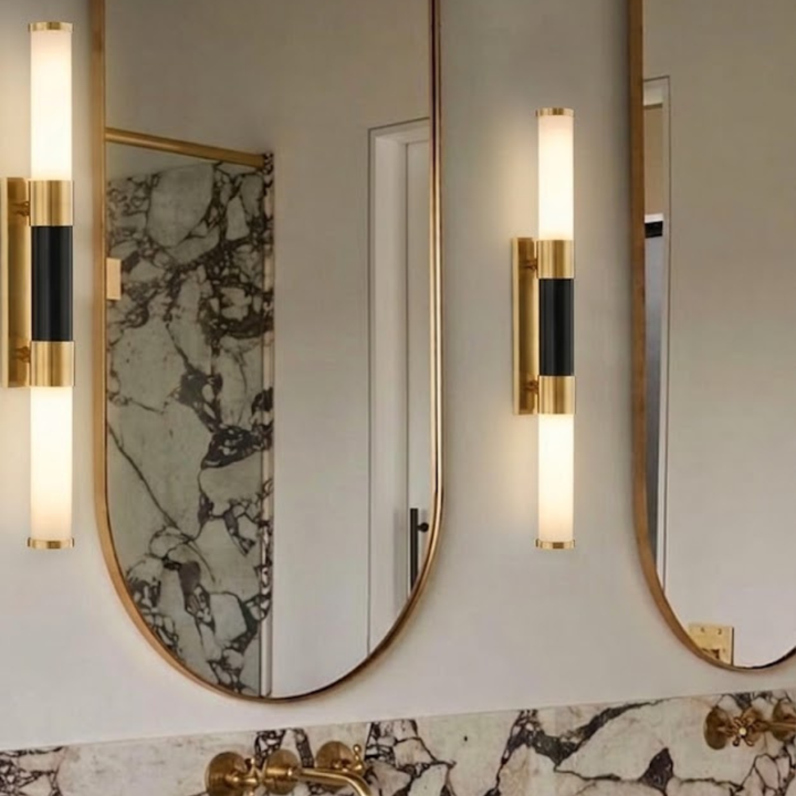Adonis - 2 Light - Wall Sconce - Satin Brass & Matte Black - H:61cm