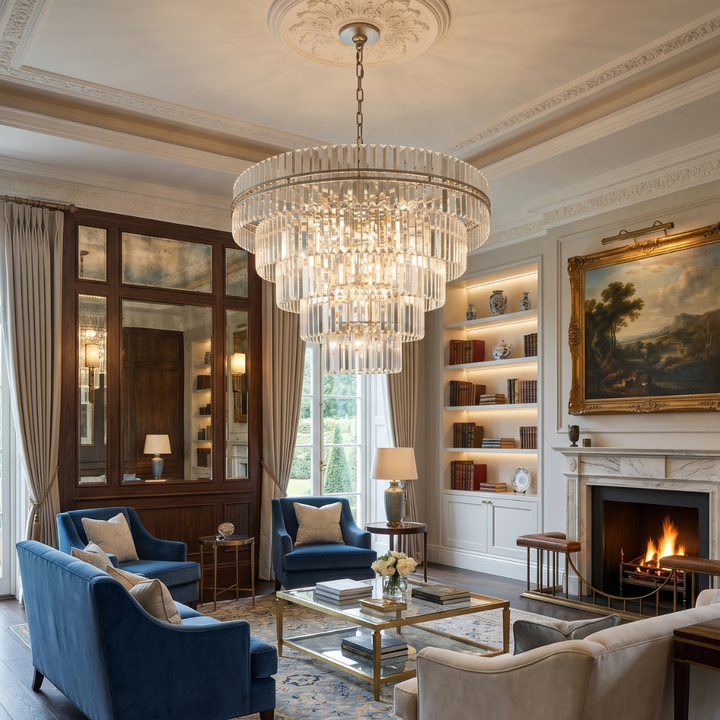 Ashton Collection - Five Tier Chandelier - 120cm - Champagne Finish