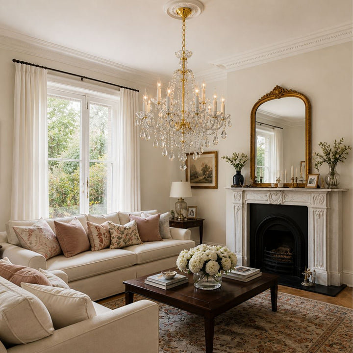 Bohemian Brilliance 12 Arm Crystal Chandelier- Gold