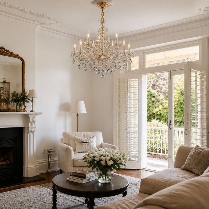 Bohemian Brilliance 15 Arm Crystal Chandelier- Gold