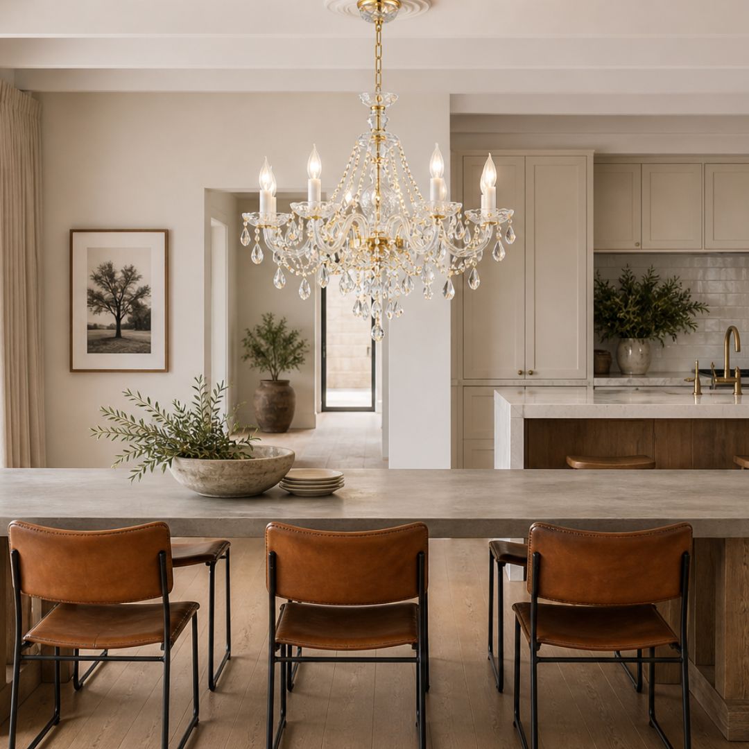 Bohemian Brilliance 7 Arm Crystal Chandelier- Gold