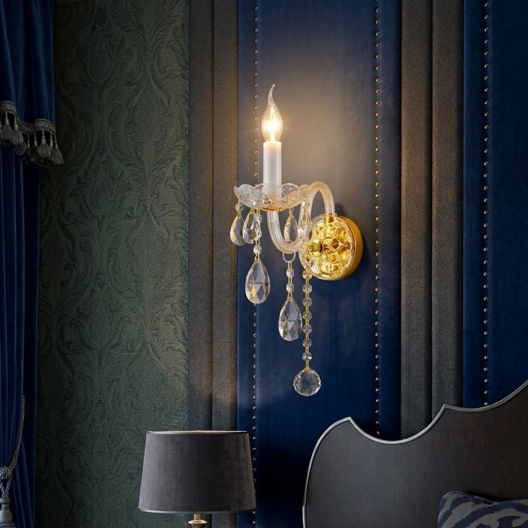 Bohemian Elegance Single Arm Wall Light Sconce - Gold
