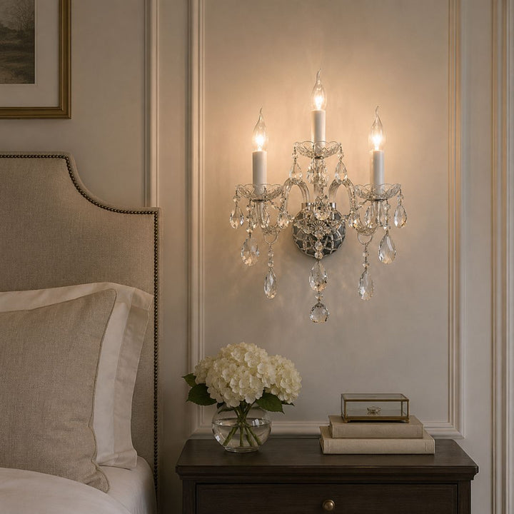 Bohemian Elegance Triple Arm Wall Light Sconce - Chrome