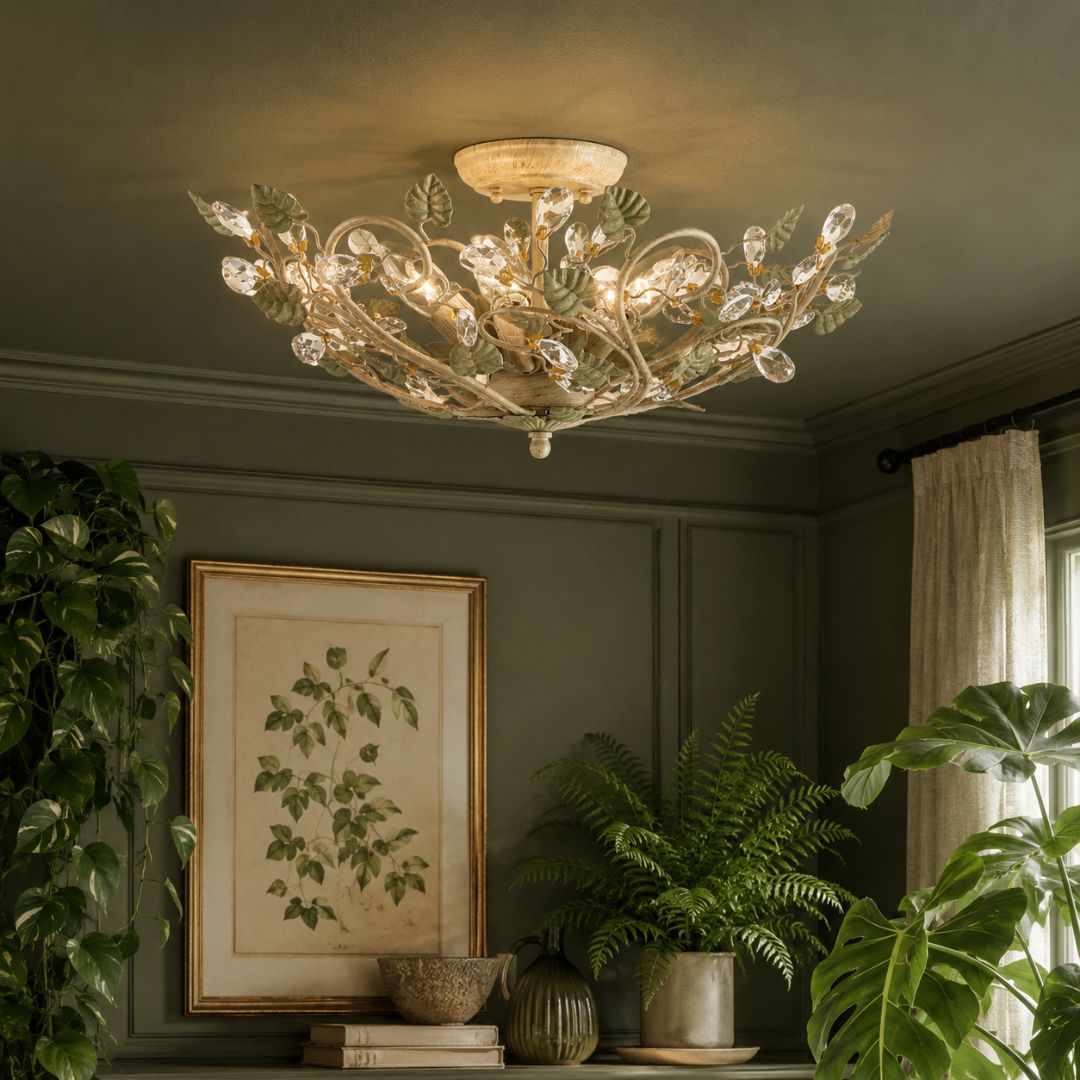 Bolton Collection - Champagne & Green Tea Flush Mount