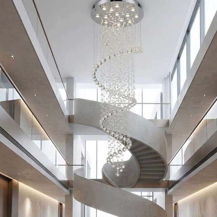 Contemporary Spiral LED Chandelier - Chome-  W:100cm H:300cm