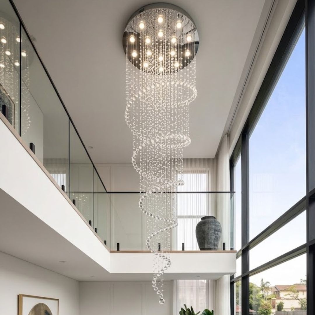 Contemporary Spiral LED Chandelier - W:70cm H:240cm - Chrome