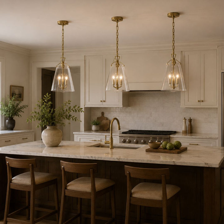 Baxter Collection - 3 Light Pendant - Satin Brass
