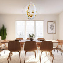 Load image into Gallery viewer, Carson Collection - Orb Chandelier - White &amp; Gold
