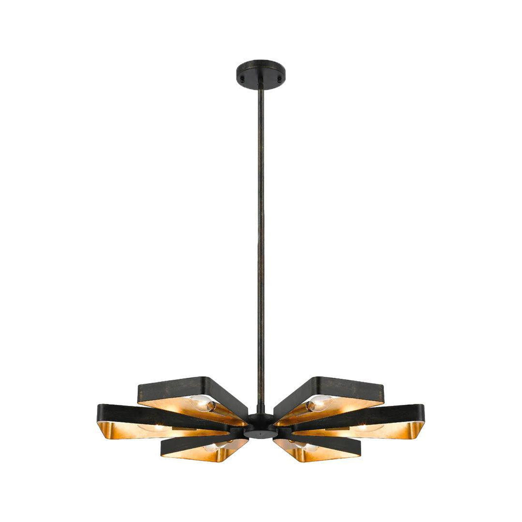 Carson Collection - Black & Gold Chandelier - 6 Light - gold-1