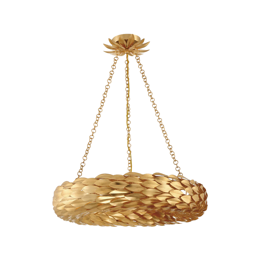 Laurel Collection - 6 Lights Ring Chandelier - Antique Gold