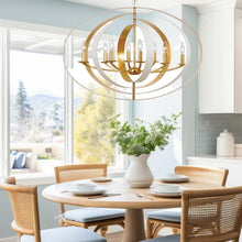 Load image into Gallery viewer, Carson Collection - 8 Lights Orb Chandelier - White &amp; Gold
