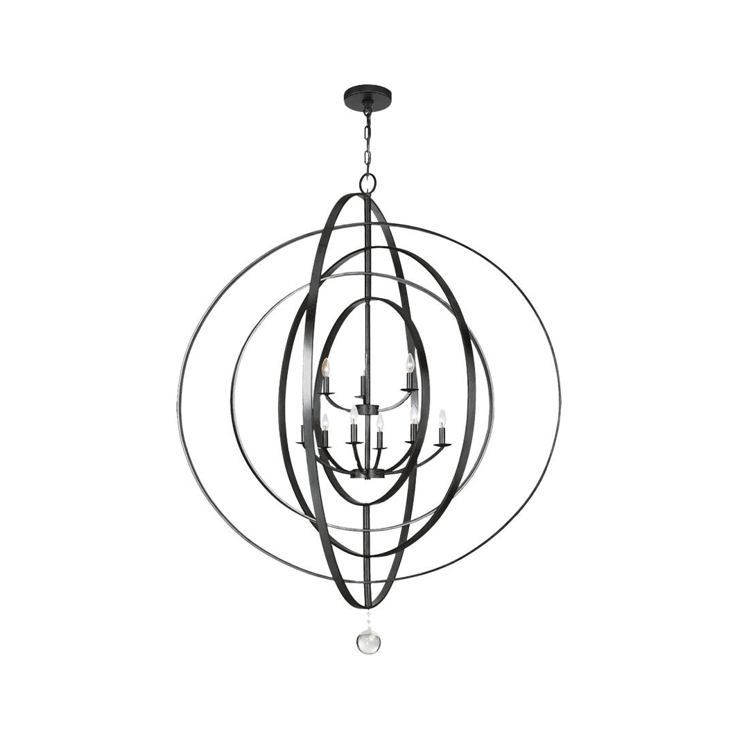 Carson Collection - 9 Lights Orb Chandelier - Black