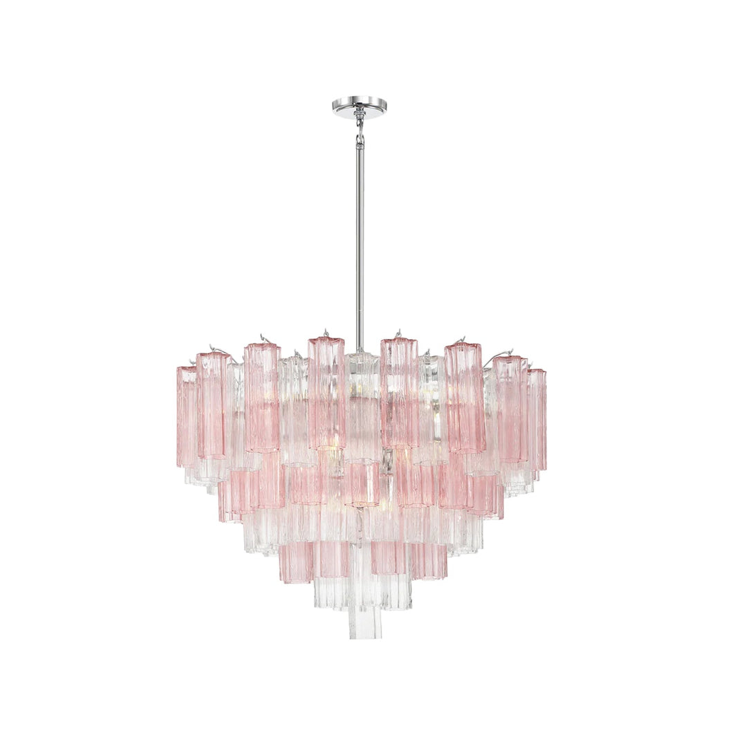 Odelle Collection - Ring Chandelier - Pink & Chrome - W:81cm