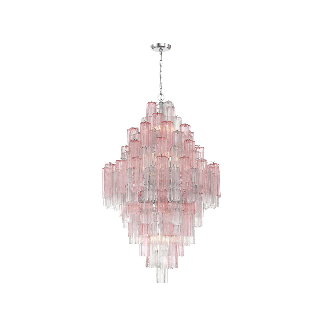 Odelle Collection - Ring Chandelier - Pink & Chrome - H:128cm