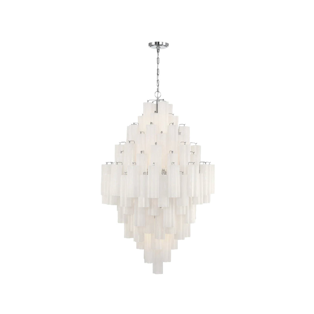 Odelle Collection - Ring Chandelier - White & Chrome - H:128cm
