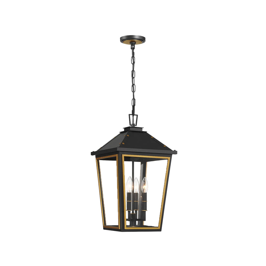 Ollie 4 Lights Outdoor Pendant Matte Black and Gold