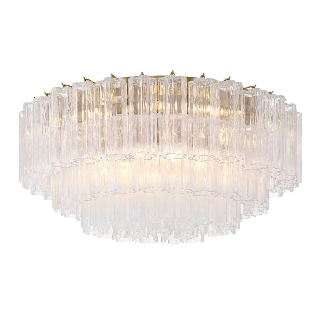 Odelle Collection - Flush Mount Chandelier - Smoke & Satin Brass - W:80cm