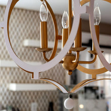 Load image into Gallery viewer, Weston Collection - Chandelier - White &amp; Gold Leaf Frame - W:50cm
