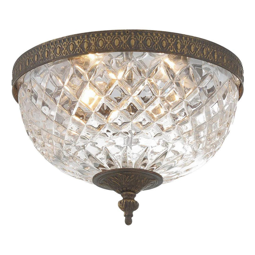 Devon Collection - English Bronze - Clear Glass Flush Mount - bronze