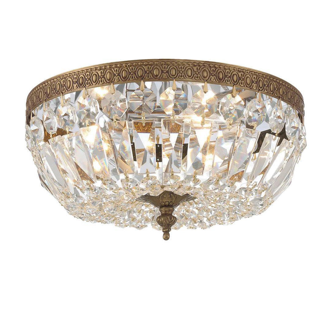 Devon Collection - Old Brass - Clear Crystals Flush Mount - Brass