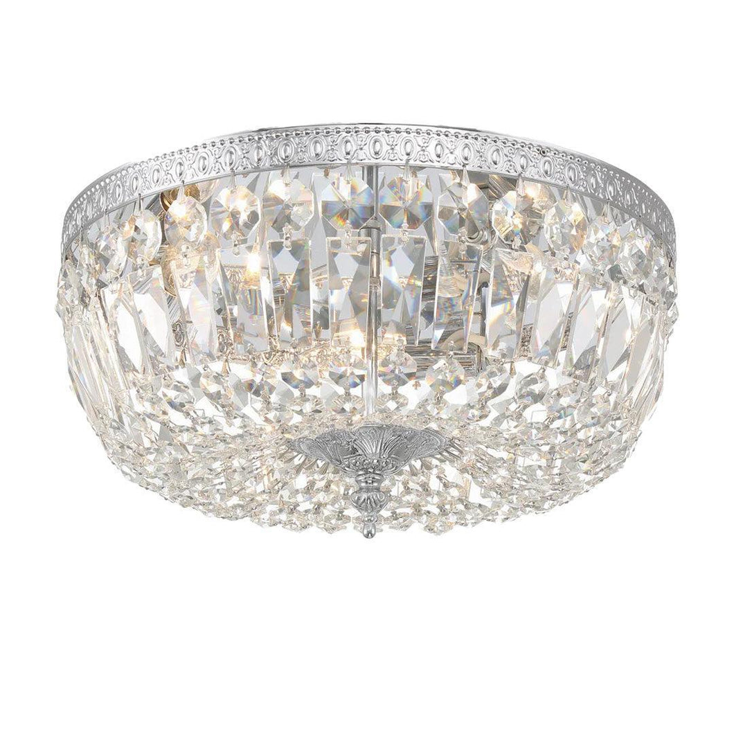 Devon Collection - Polished Nickel - Clear Crystals Flush Mount - Polished Nickel