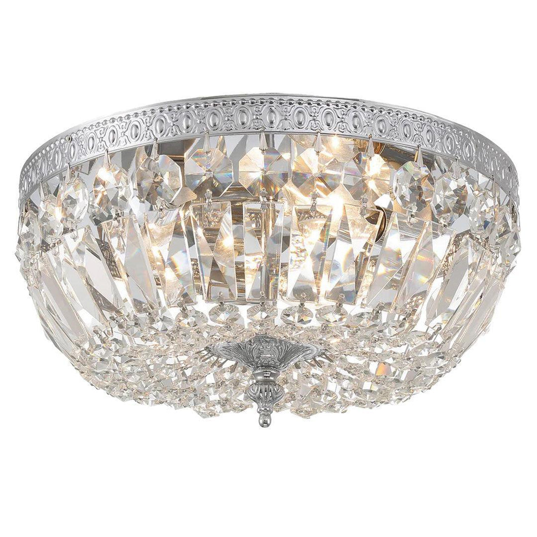Devon Collection - Polished Nickel - Clear Crystals Flush Mount - Polished Nickel
