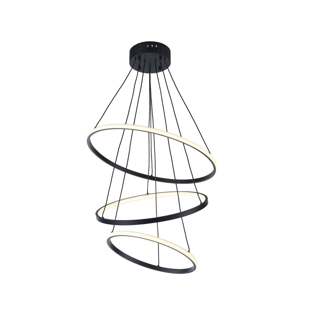 Harlow Collection - 3 Ring Chandelier - Matte Black