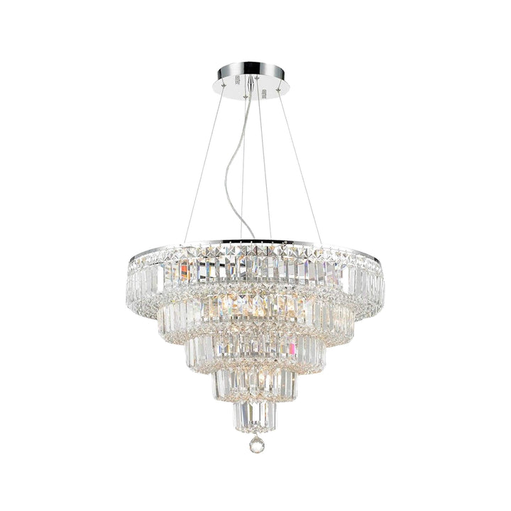 Modular 5 Tier Crystal Pendant Light- CHROME - Medium - Designer Chandelier Australia