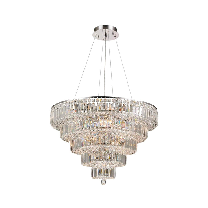 Modular 5 Tier Crystal Pendant Light- Chrome - Large