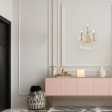 Load image into Gallery viewer, Triple Maria Theresa Wall Light Sconce - Gold Fixtures
