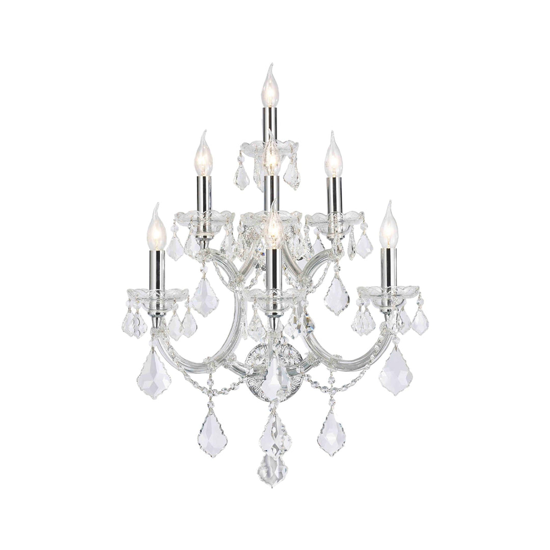 Large 7 Light Maria Theresa Wall Sconce - Chrome Fixtures - Designer Chandelier Australia