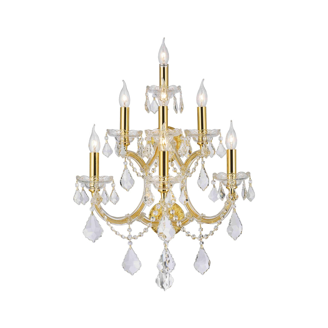 Large 7 Light Maria Theresa Wall Sconce - Gold Fixtures